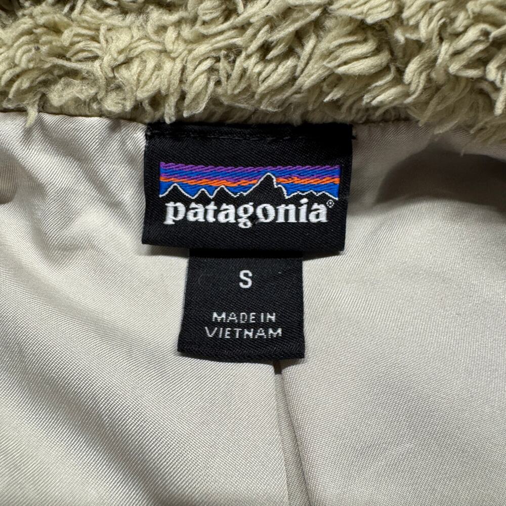 Patagonia Los Gatos Womens Size Small Sherpa Pile Fleece Fuzzy Vest Beige Hiking - Picture 6 of 7